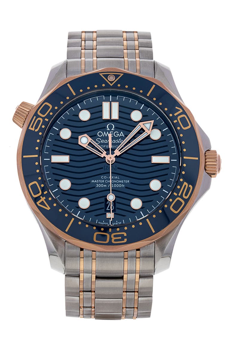 Omega Preowned 2019 Seamaster Diver 300M Automatic Bracelet Watch, 42mm, Main, color, SILVER / BLUE