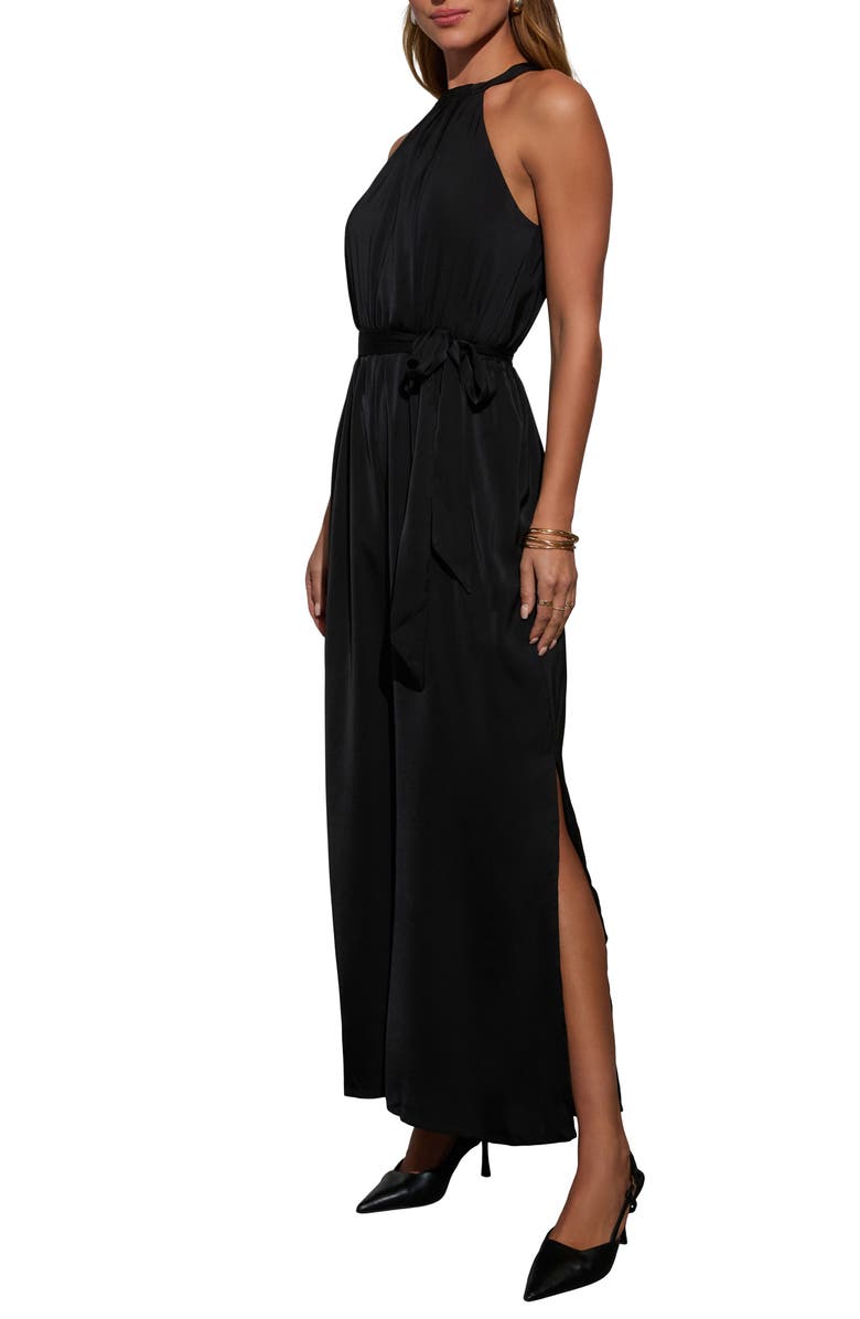 VICI Collection Sweet Spell Belted Halter Satin Jumpsuit, Alternate, color, 