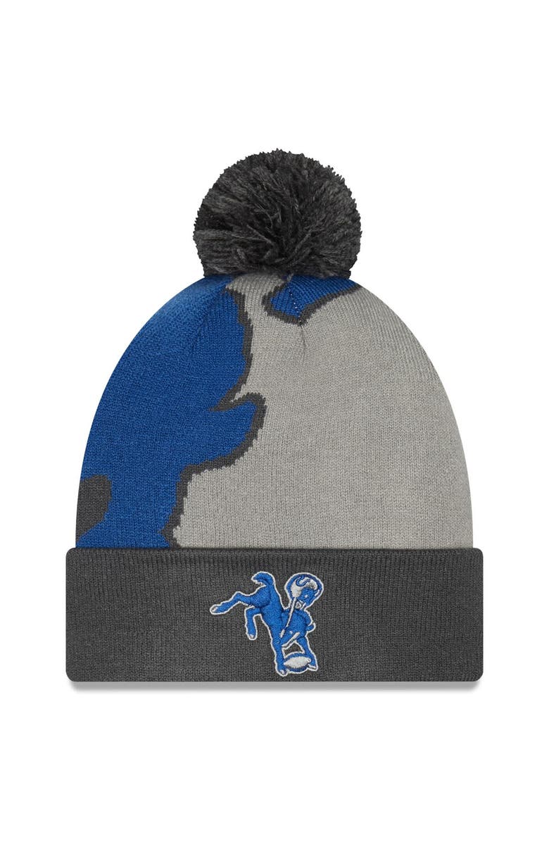 New Era Men's New Era Graphite Indianapolis Colts Logo Whiz Redux Cuffed Knit Hat, Main, color, 