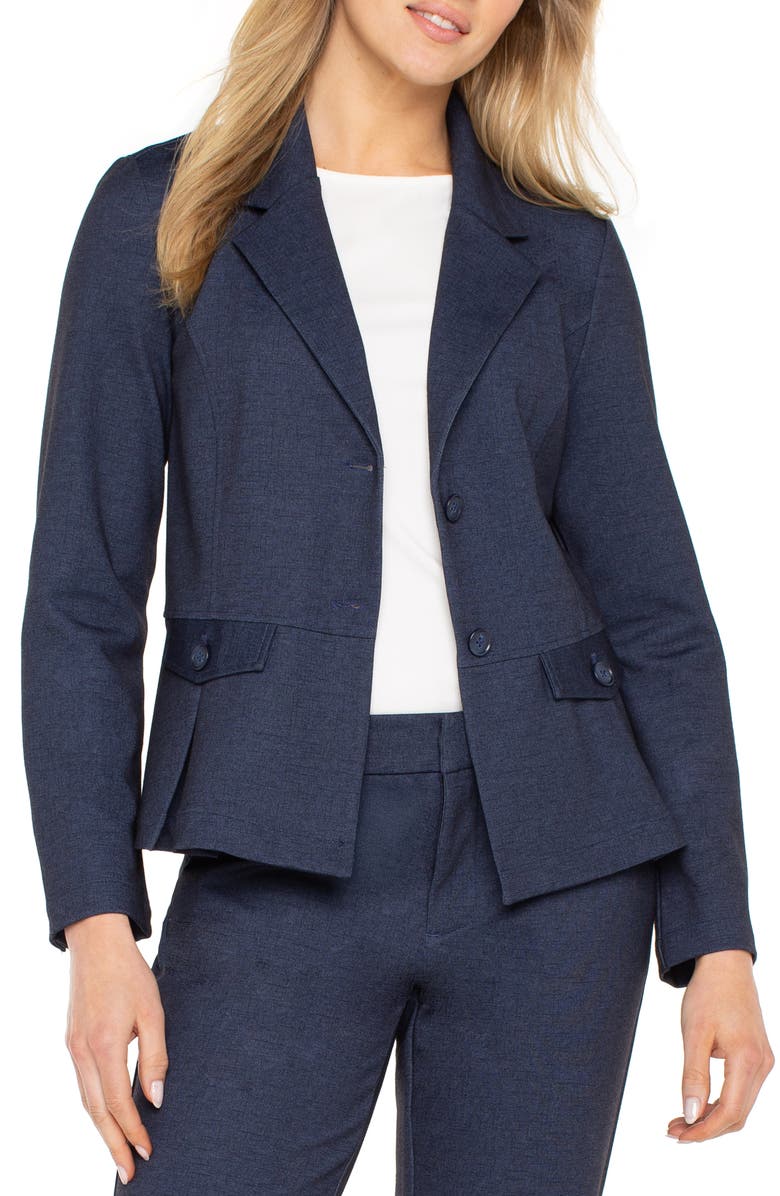 Liverpool Los Angeles Peplum Blazer, Main, color, Navy Dusk