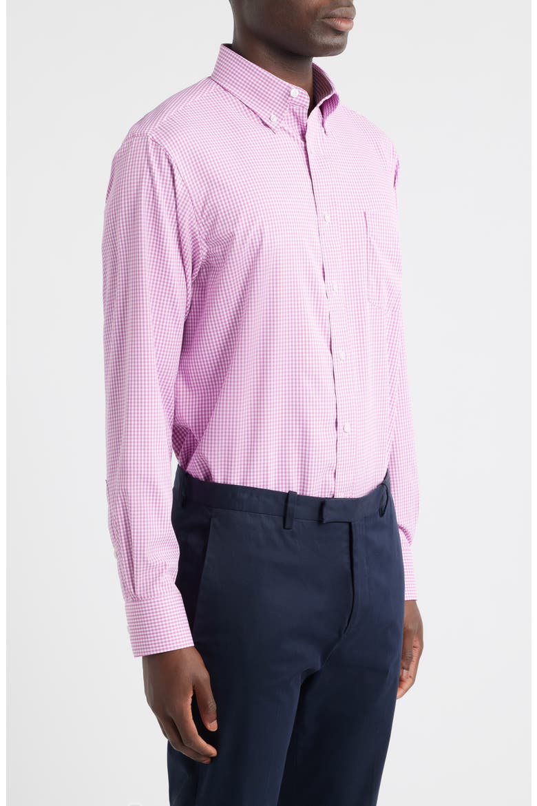 Regular Fit Red Gingham Check Cotton Twill Button-Down Shirt, Alternate, color, PURPLE