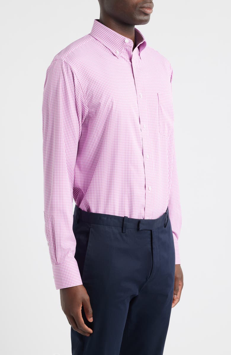 Roffe Accessories Eagle Regular Fit Red Gingham Check Cotton Twill Button-Down Shirt, Alternate, color, Purple