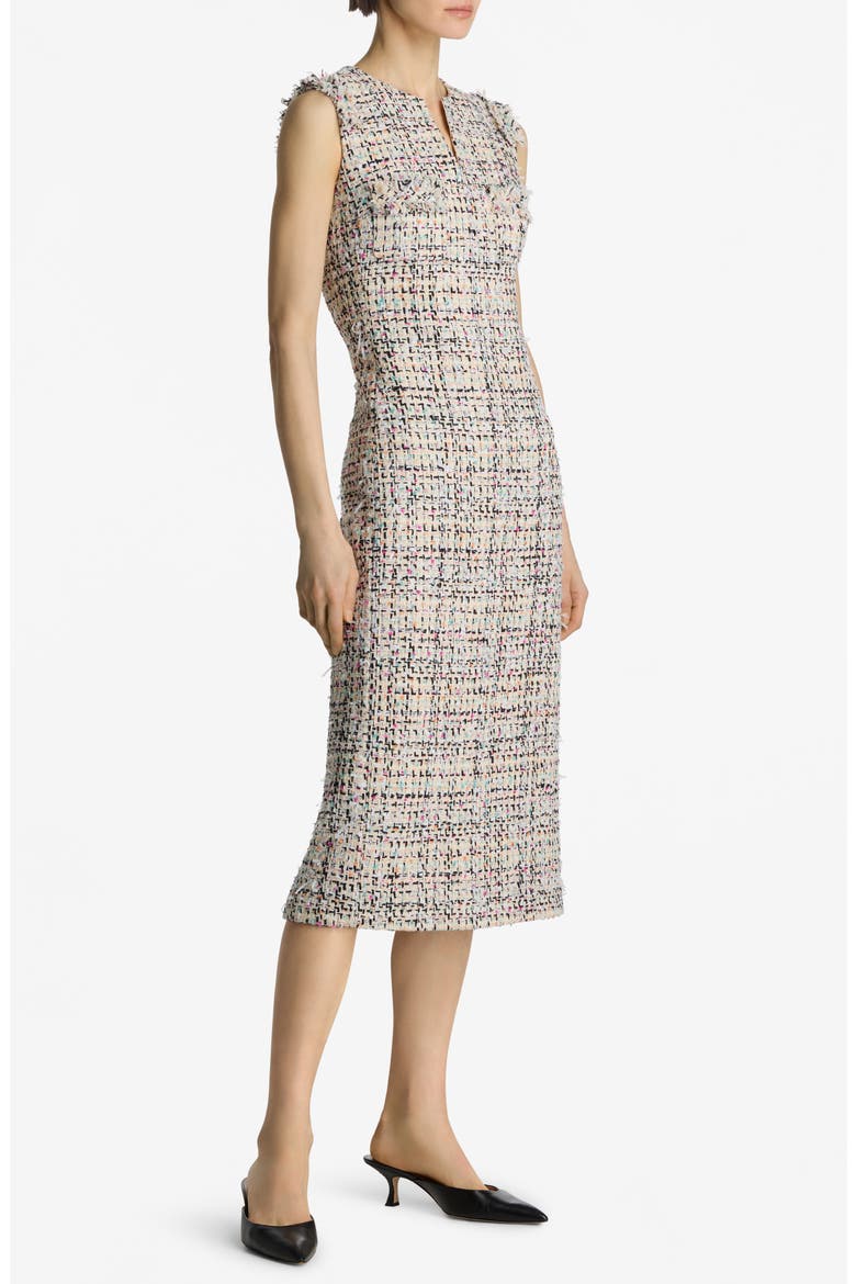 Multicolor Eyelash Tweed Midi Dress, Alternate, color, ECRU MULTI