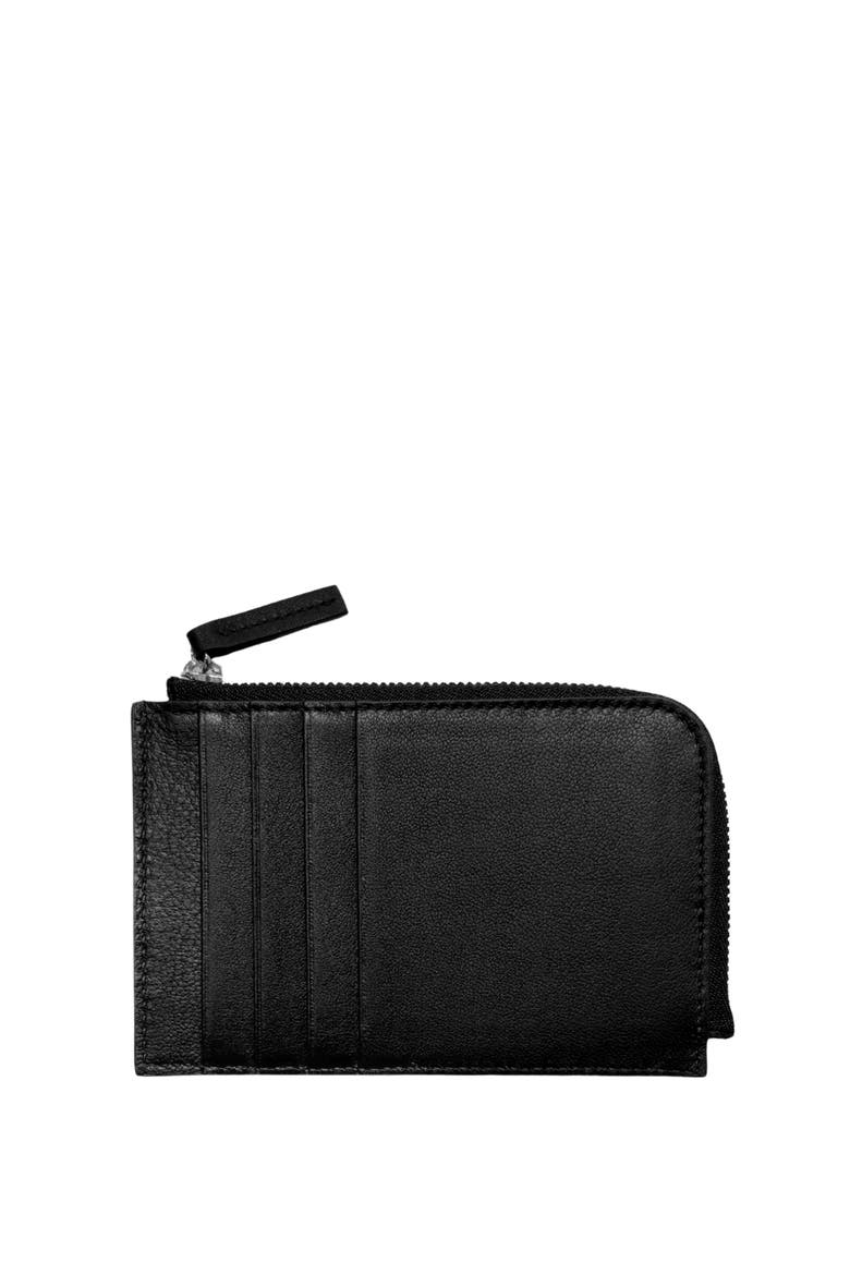 Upcycled Italian Leather Zip-Around Card Wallet, Alternate, color, Black