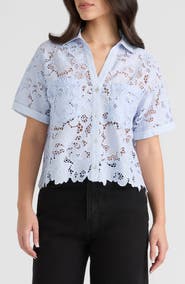 NVLT Sheer Cotton Lace Camp Shirt