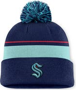FANATICS Men's Fanatics Deep Sea Blue Seattle Kraken Authentic Pro Rink Cuffed Knit Hat with Pom