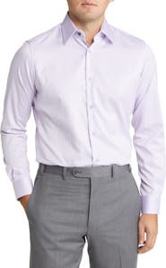 Duchamp Men's Tailored Fit Herringbone Dress Shirt