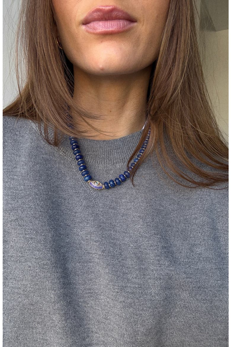 Leah Evil Eye Beaded Necklace, Alternate, color, BLUE
