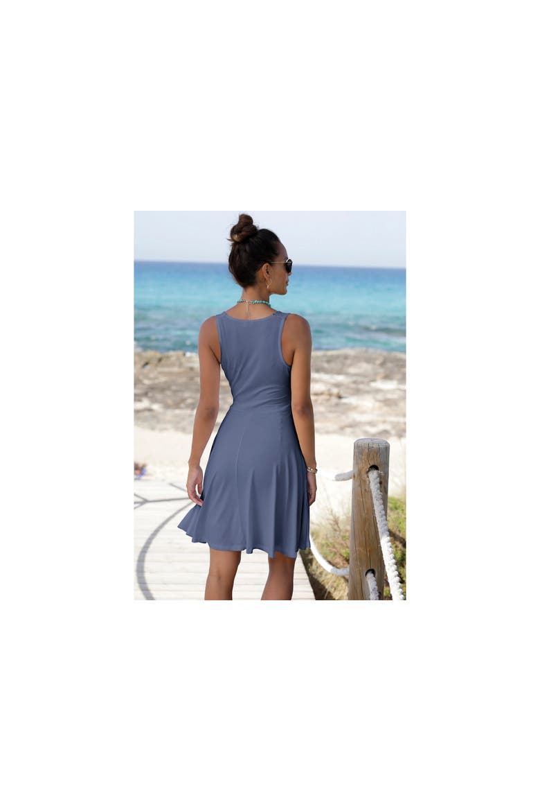 Sleeveless Wrap Look Dress, Alternate, color, Smokey Blue