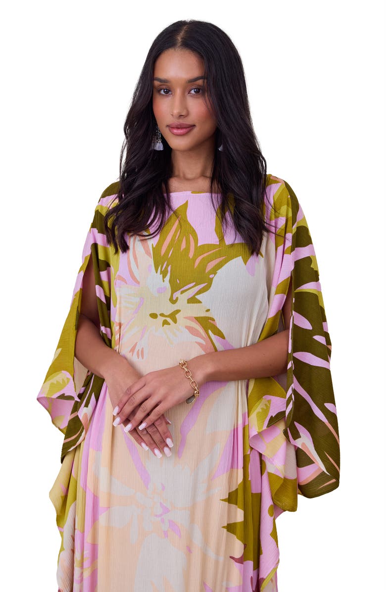 SAACHI Botanical Print Maxi Caftan, Alternate, color, Pink