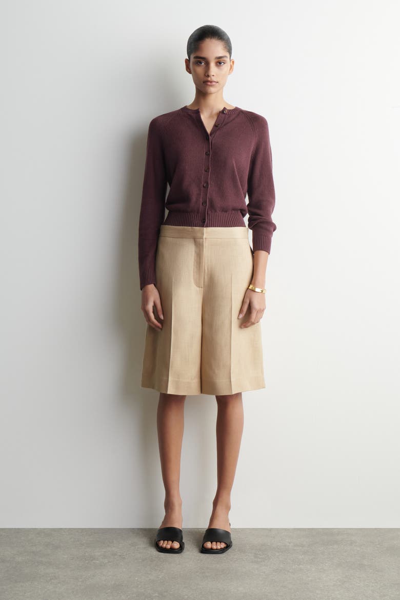 Knitted Linen Cardigan, Alternate, color, BURGUNDY