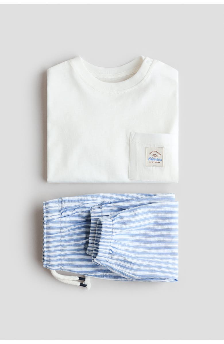 H&M 2-piece linen-blend set, Alternate, color, White/Blue Striped