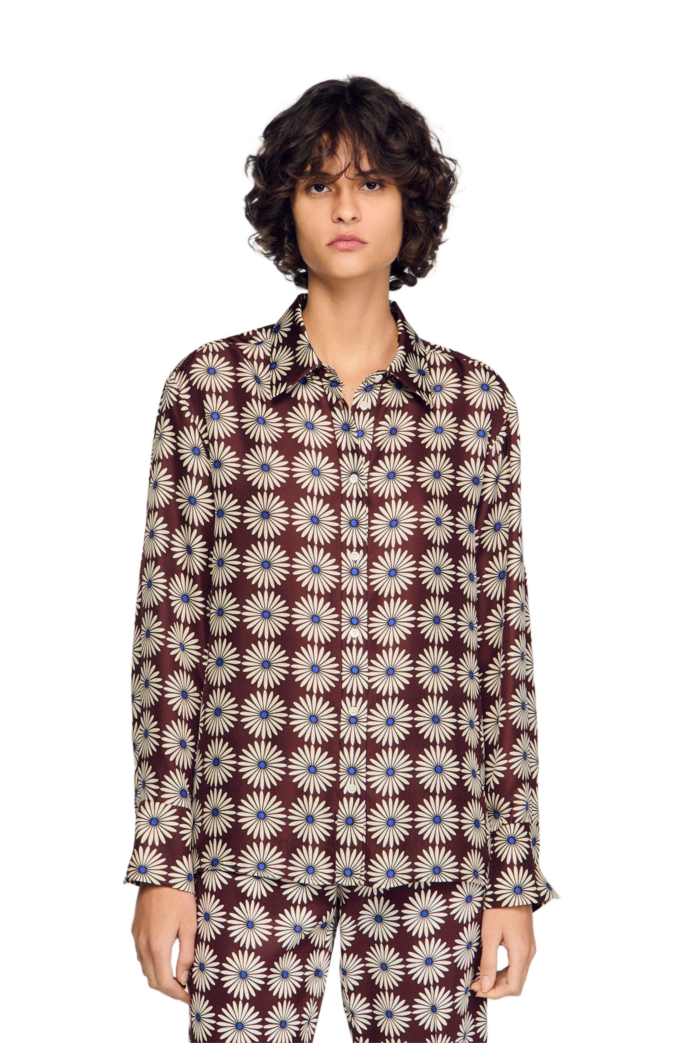Floral print silk shirt