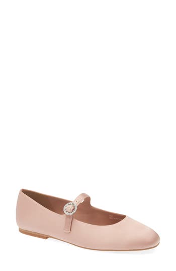 Linea Paolo Mia Mary Jane Flat In Blush Satin