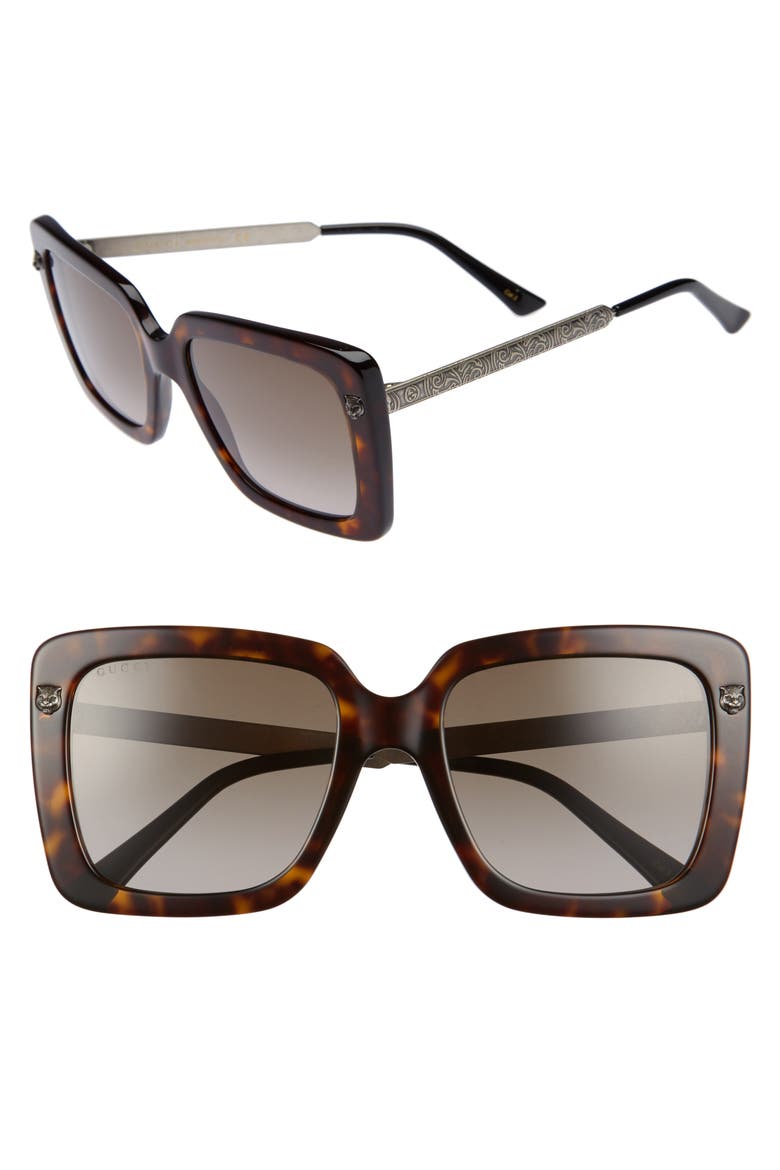 53mm Square Sunglasses, Main, color, HAVANA/ BROWN