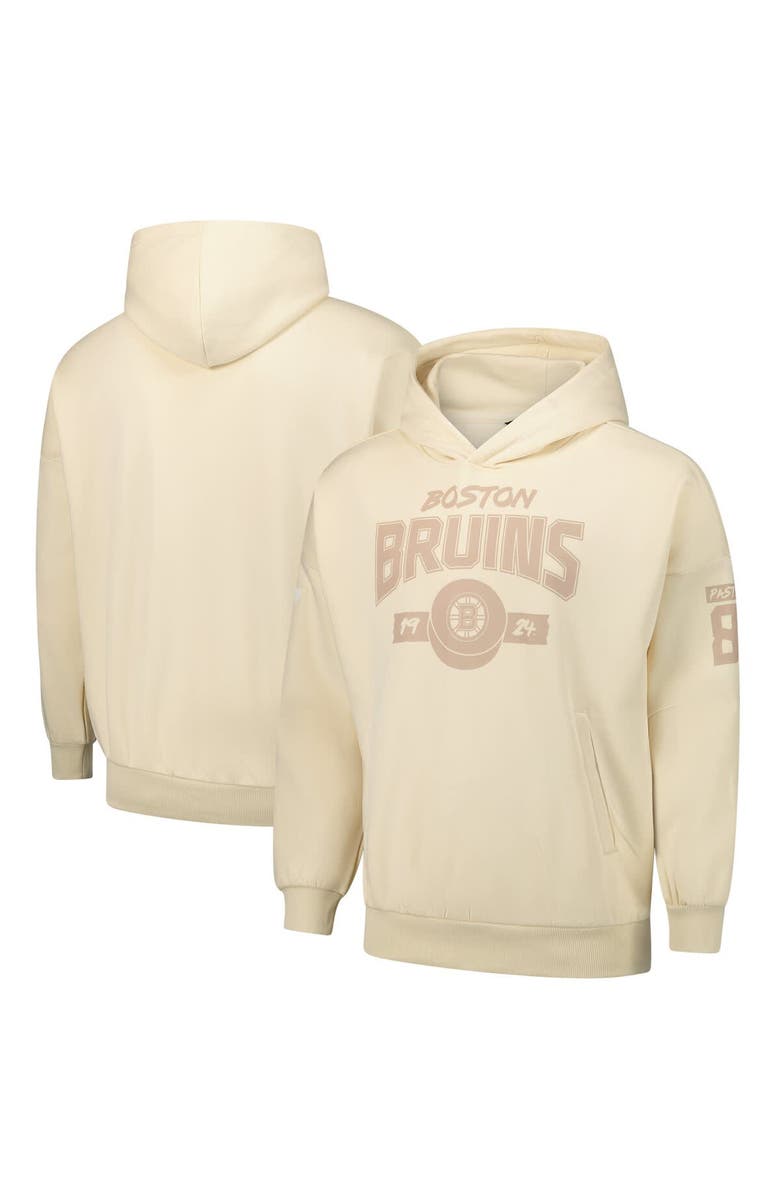 LEVELWEAR Men's Levelwear David Pastrnak Khaki Boston Bruins Oversized Contact Name & Number Pullover Hoodie, Main, color, Khaki