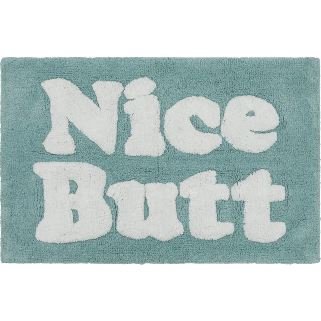 Jessica Simpson Cotton Bath Rug In Aqua/white