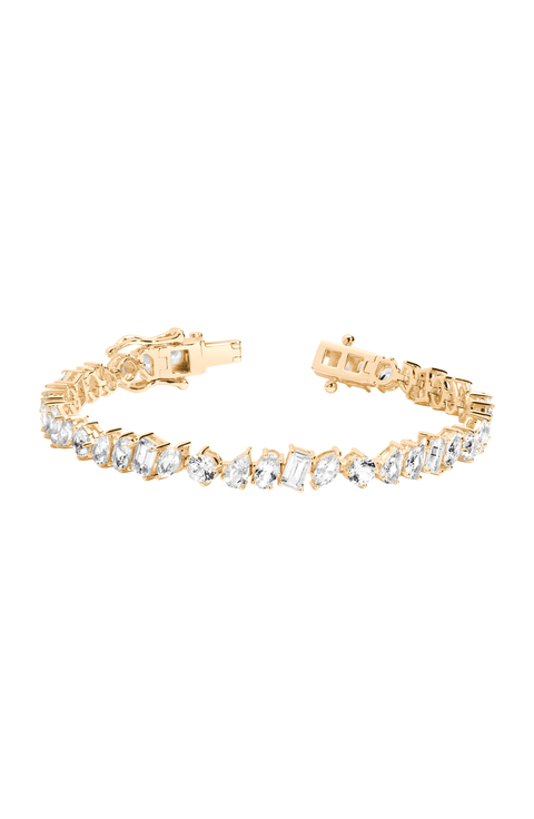 Lab Grown White Sapphire Mixed Shape Tennis Bracelet