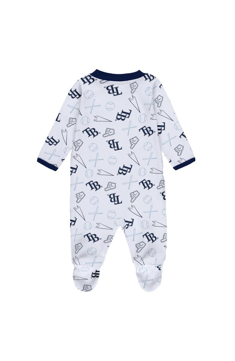 WEAR by Erin Andrews Newborn & Infant WEAR by Erin Andrews White Tampa Bay Rays Sleep & Play Full-Zip Footed Jumper with Bib, Alternate, color, Navy