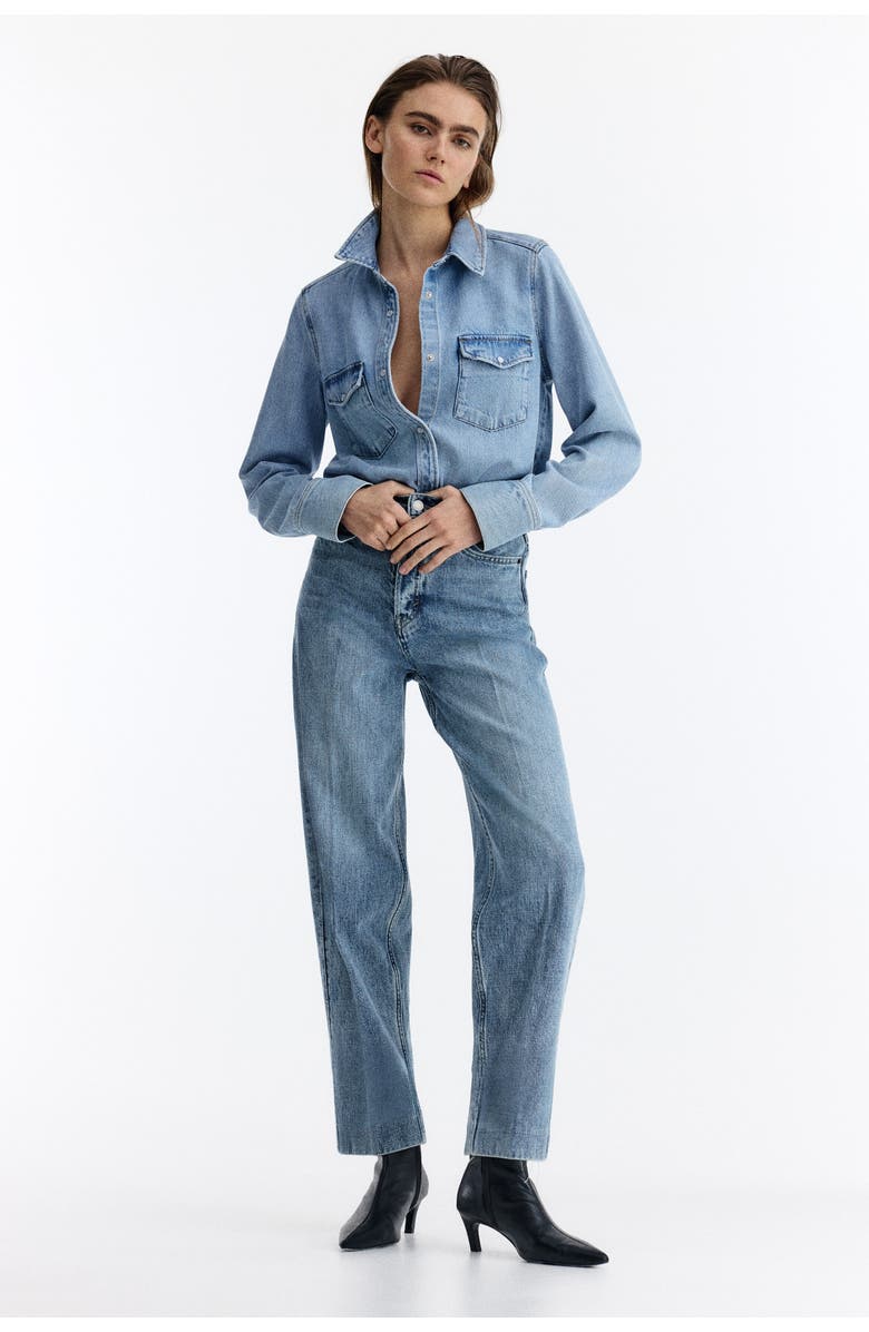 H&M Barrel High Ankle Jeans, Alternate, color, Light Denim Blue