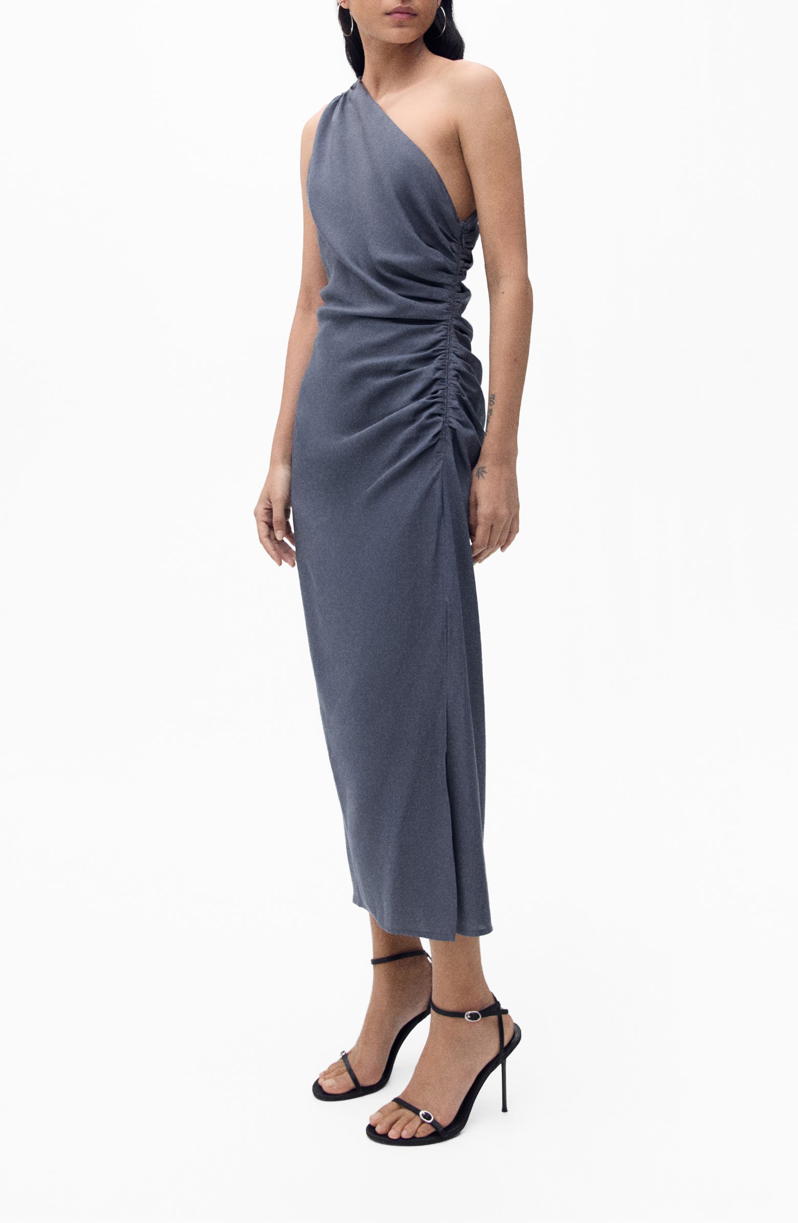 MANGO Asymmetric Ruched Dress | Nordstromrack