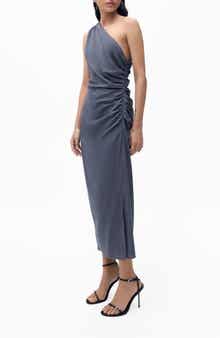 MANGO Asymmetric Ruched Dress