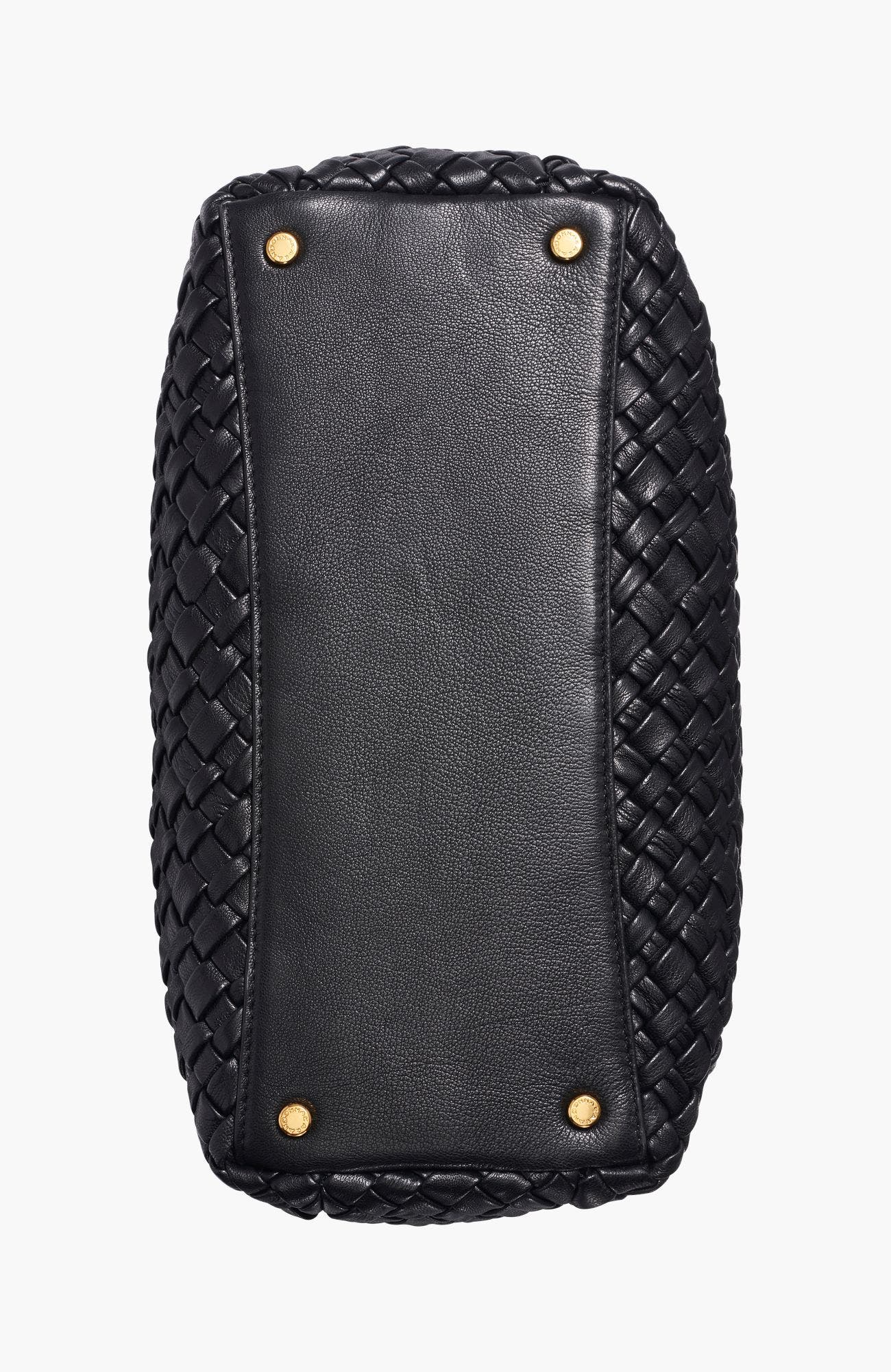 Amagansett Woven Leather Satchel, Alternate, color, Blk/Gold