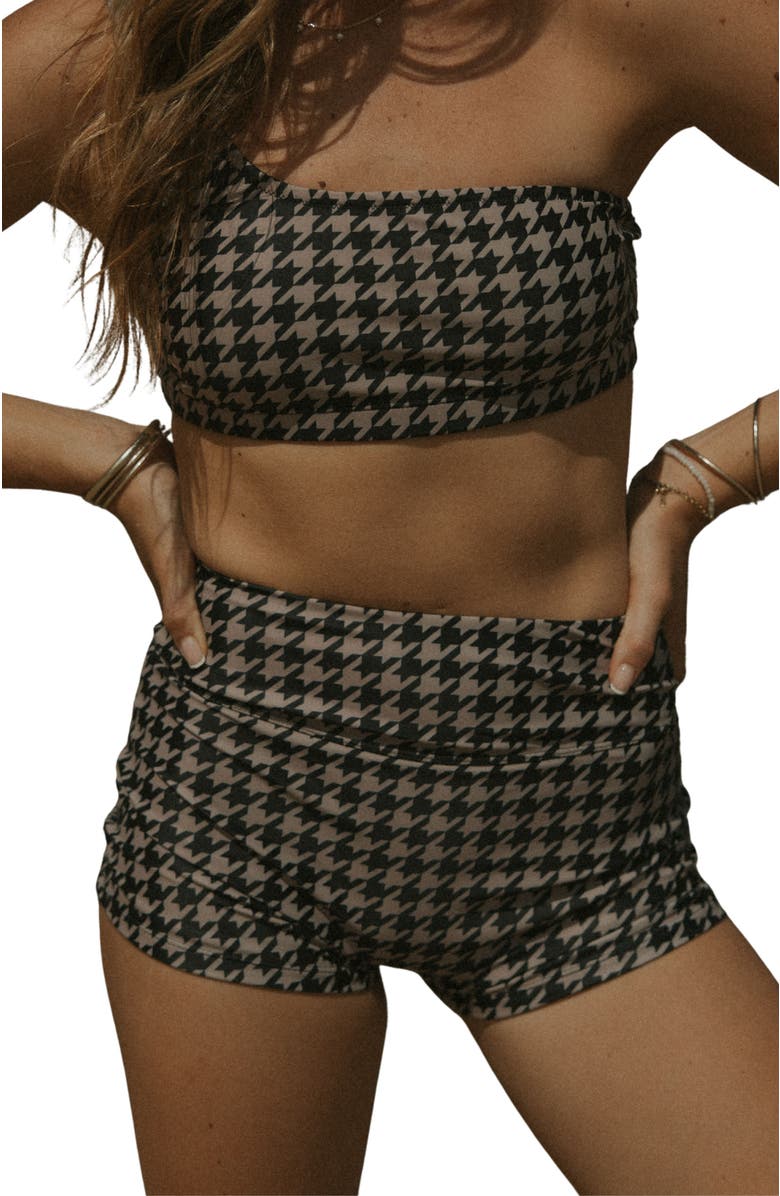 Geode Swimwear Bristol High Waisted Swim Shorts, Main, color, Black