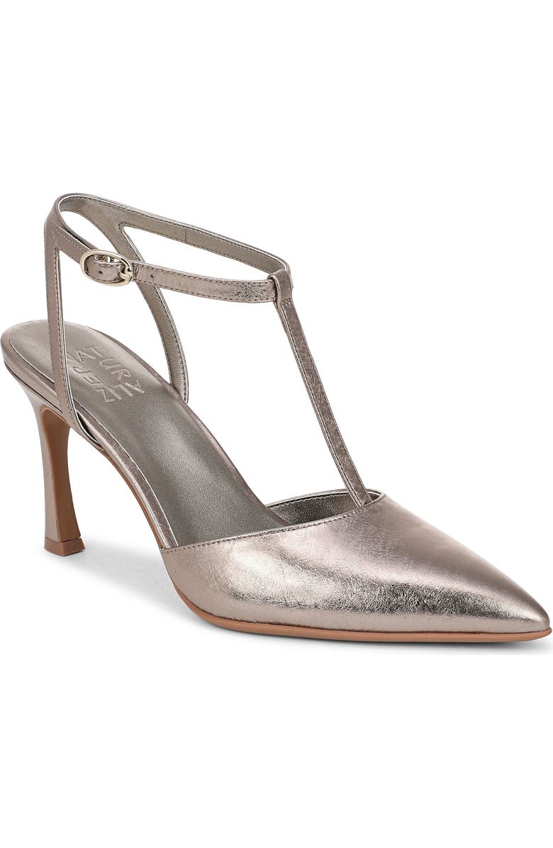 Naturalizer Astrid T-Strap Pointed Toe Pump, Main, color, Patina Pewter