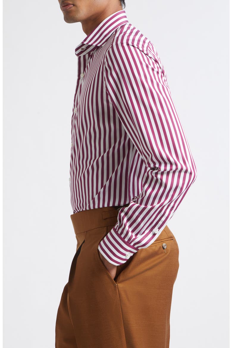Rigato Stripe Poplin Button-Up Shirt, Alternate, color, WHITE/ PURPLE