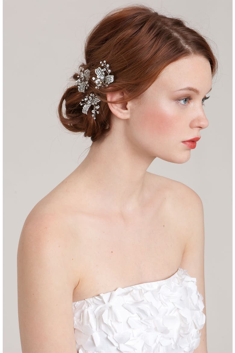 'Gwenyth' Crystal Hairpins, Main, color, CLEAR