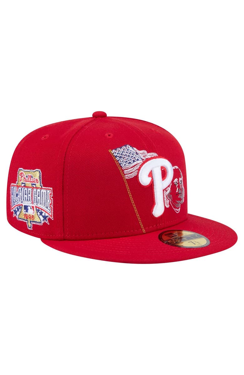 New Era Men's New Era Red Philadelphia Phillies State Stitch 59FIFTY Fitted Hat, Main, color, 