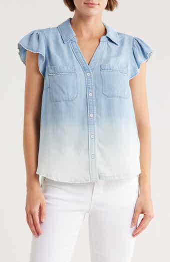 Democracy Cap Sleeve Dip Dye Button-Up Shirt