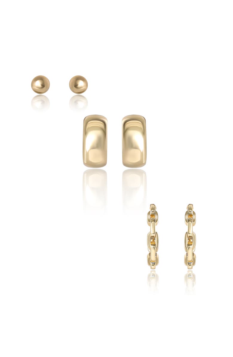 Jessica Simpson Gold-Tone Stud and Hoop Earring Set, Main, color, Gold