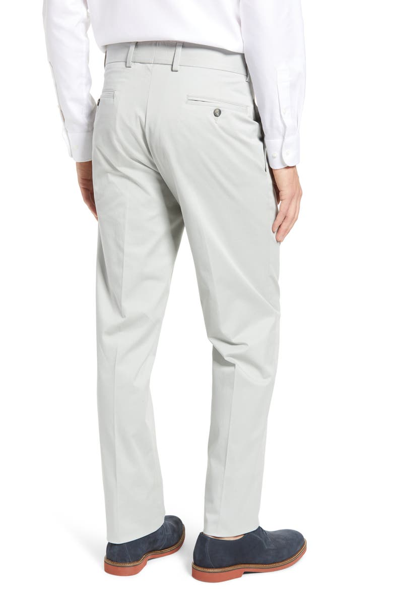 Berle Charleston Khakis Flat Front Cotton Stretch Twill Dress Pants, Alternate, color, Light Grey