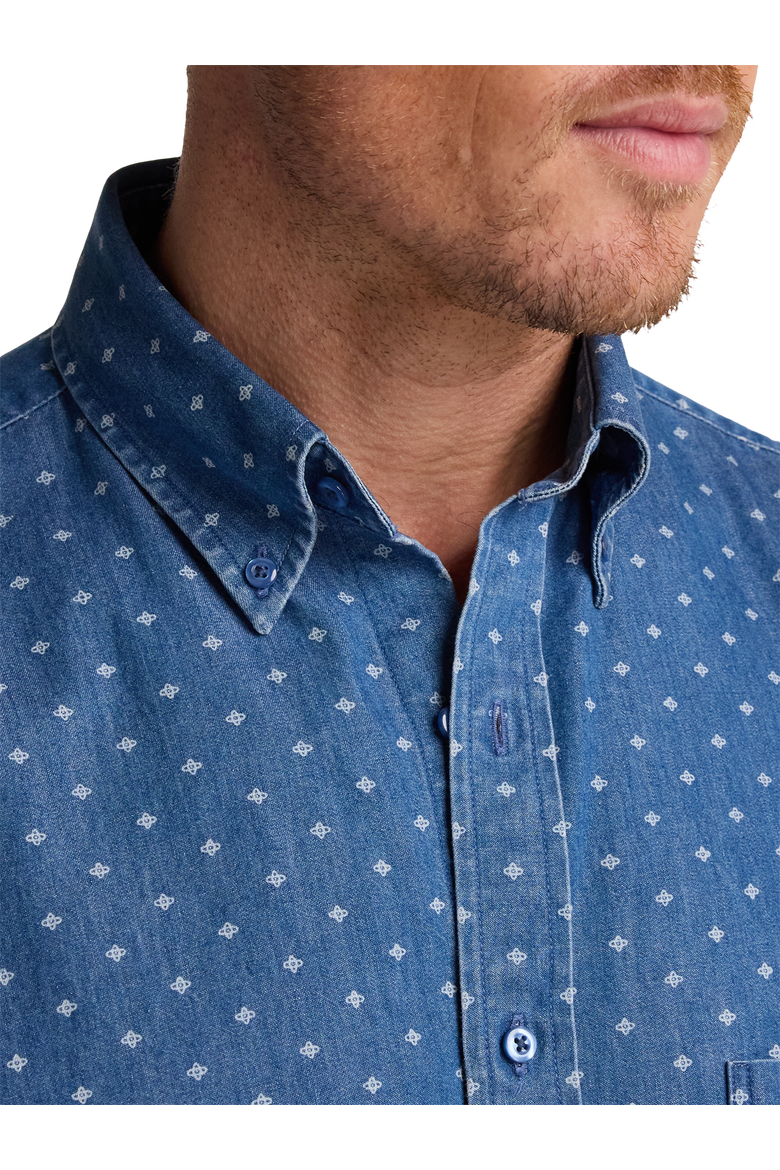 Slim Fit Cotton Denim Casual Shirt, Alternate, color, Navy