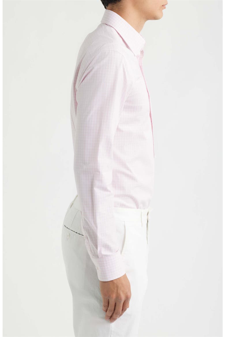 Hank Slim Fit Pink Check Stretch Cotton Dress Shirt, Alternate, color, PINK
