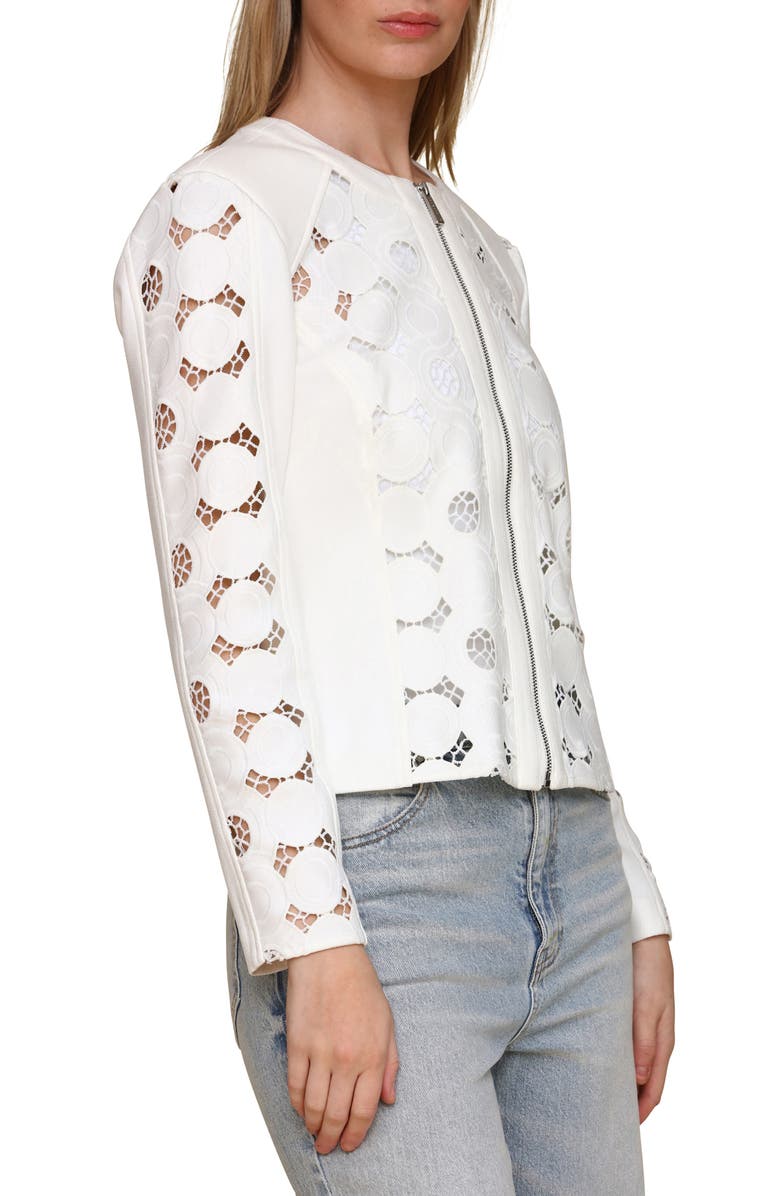 Bagatelle Mixed Media Lace Detail Jacket, Alternate, color, 