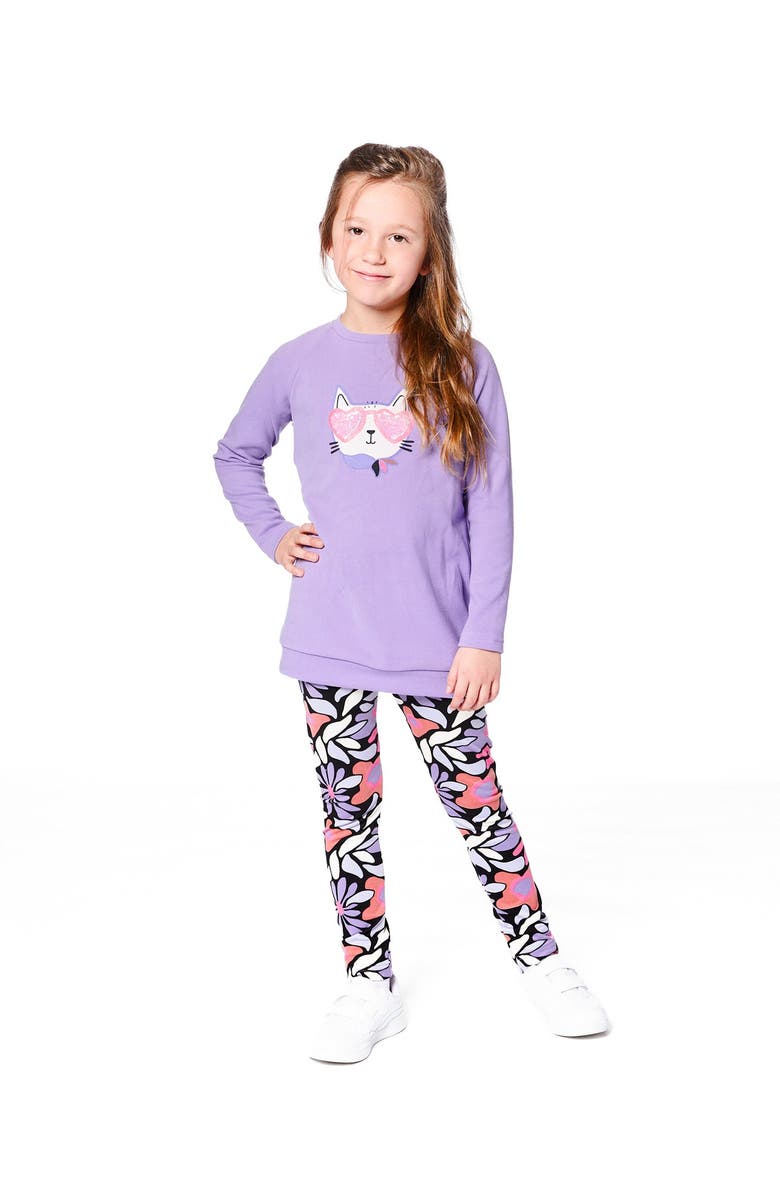 Deux par Deux Super Softtunic Tee with Graphic, Alternate, color, Purple Gray