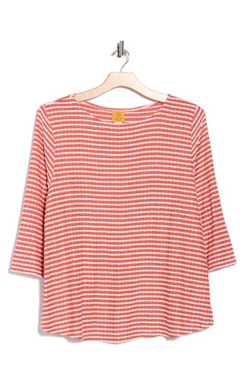 Ruby Rd. Ruby Rd Textured Stripe Top In Pink