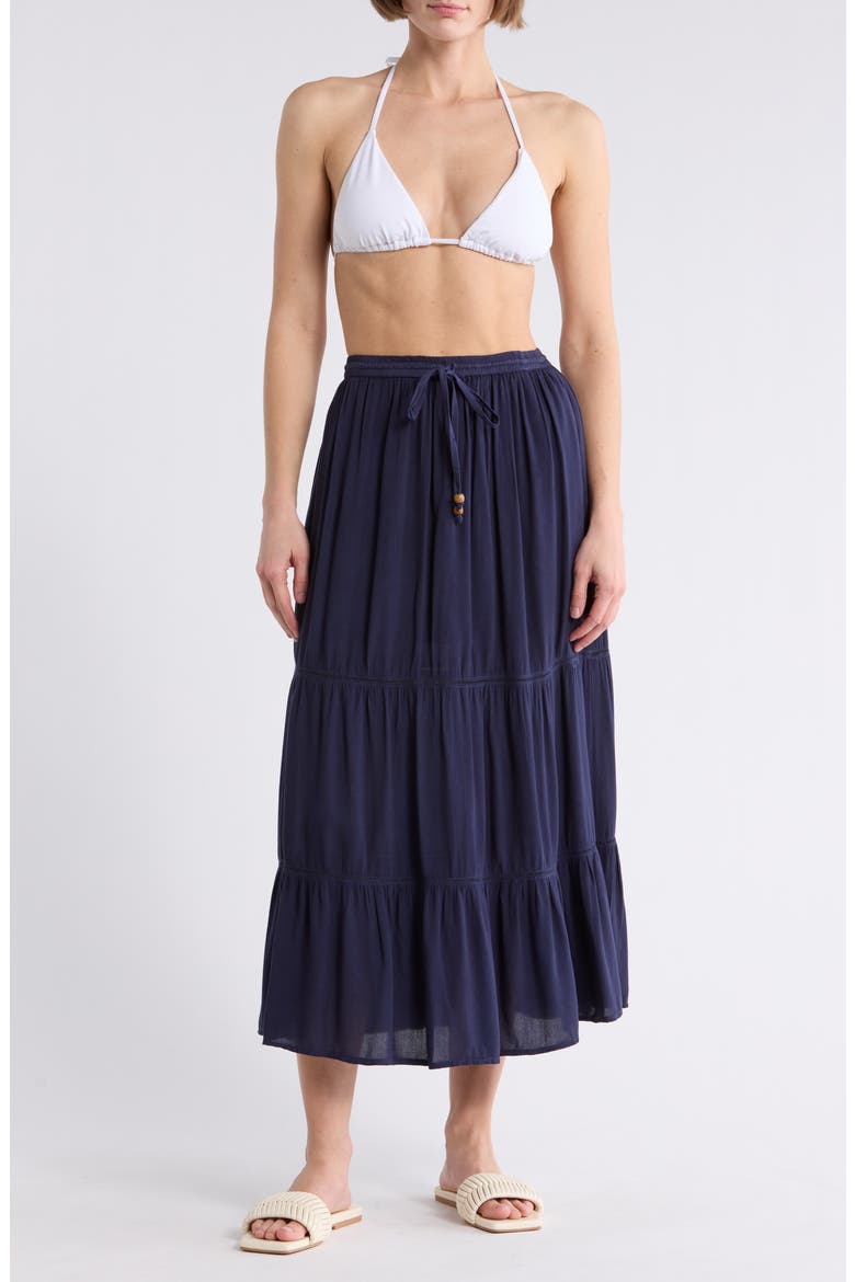 Tiered Maxi Cover-Up Skirt, Main, color, MIDNIGHT BLUE