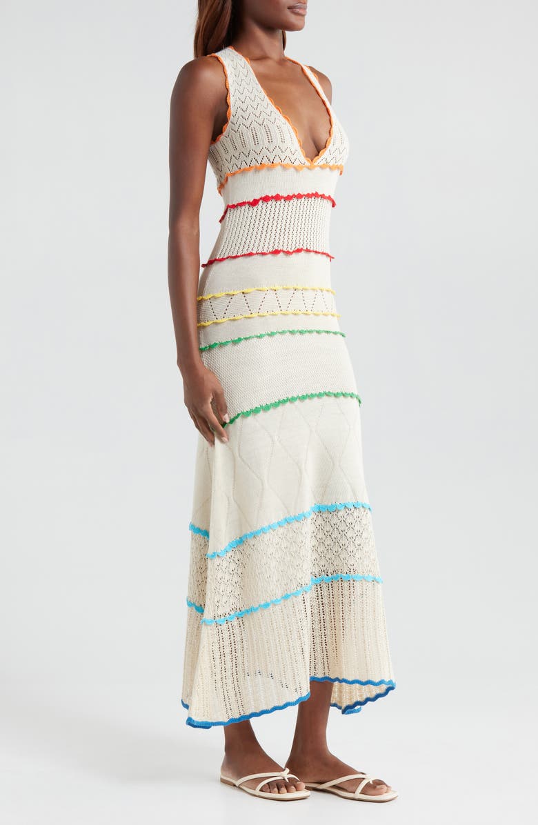 Capittana Abbie Tiered Mixed Stitch Cover-Up Maxi Dress, Alternate, color, Multicolor