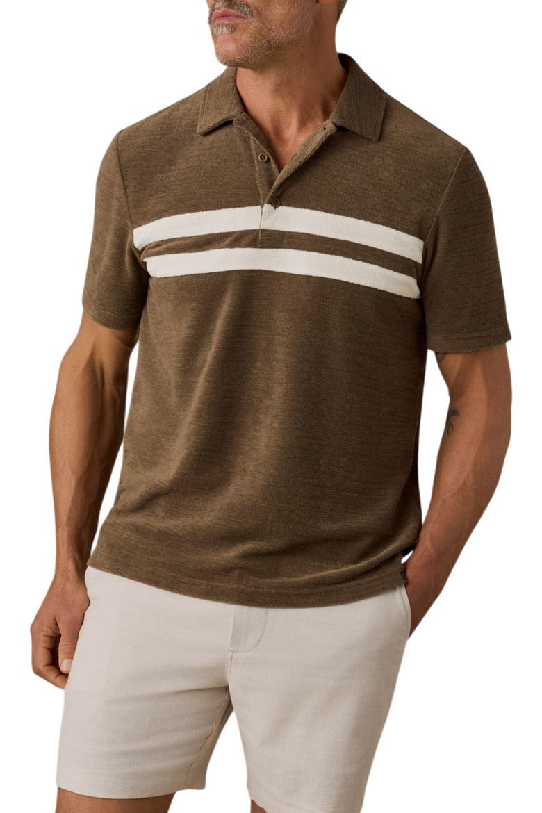 Cabana Surf Stripe Terry Cloth Polo, Main, color, ISLAND BROWN