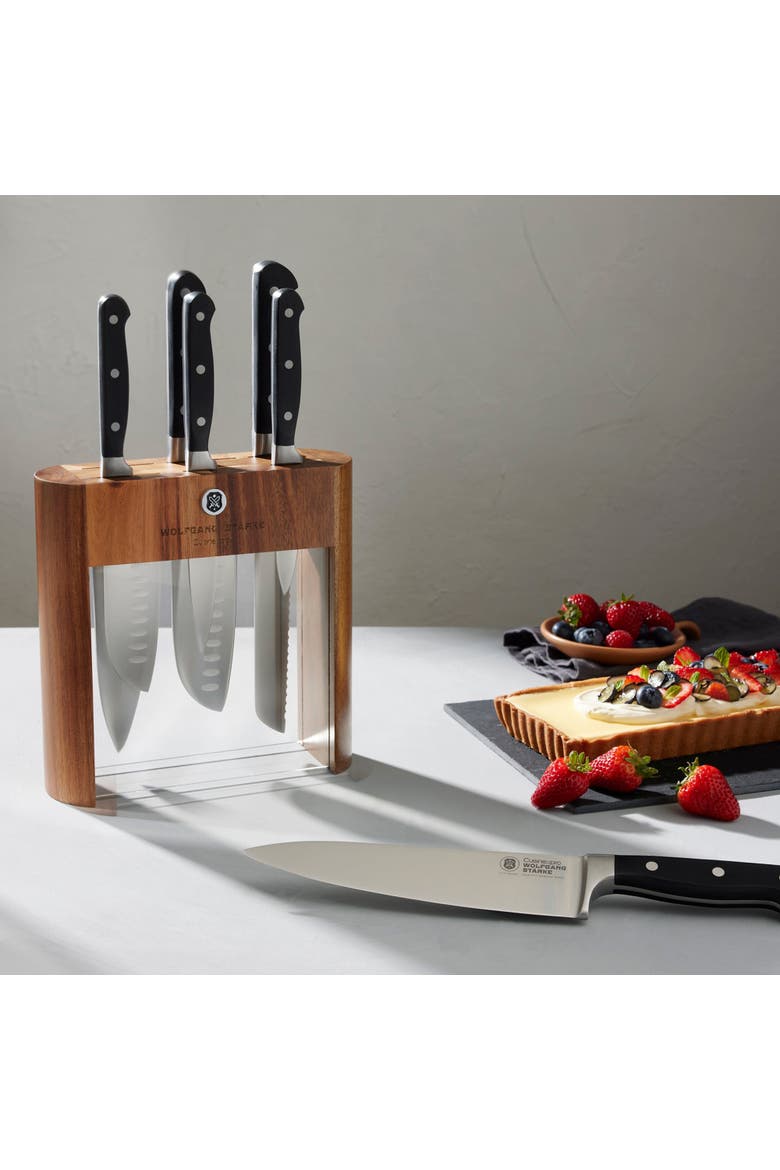 WOLFGANG STARKE Klar 7-Piece Knife Block, Alternate, color, Black
