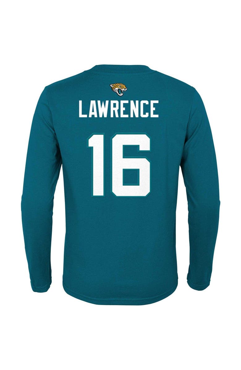 Outerstuff Youth Trevor Lawrence Teal Jacksonville Jaguars Mainliner Player Name & Number Long Sleeve T-Shirt, Alternate, color, 