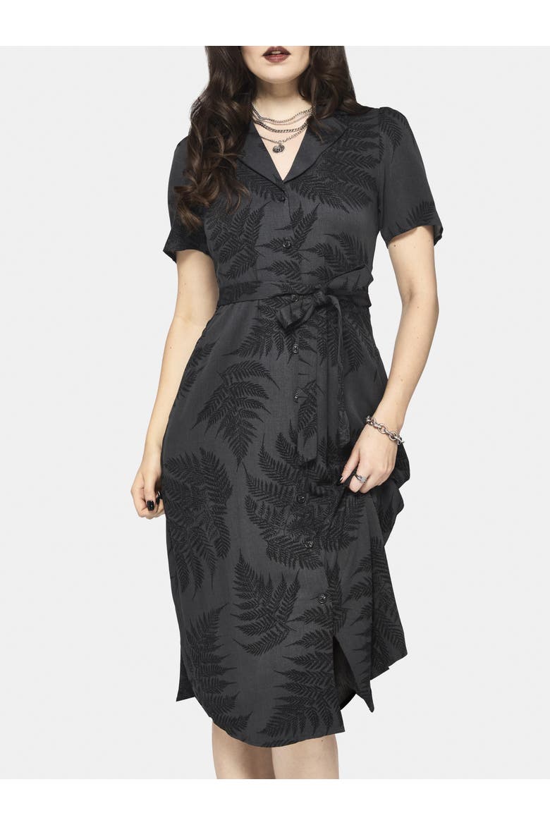 Ruin Fern Button Midi Shirt Dress, Alternate, color, Grey