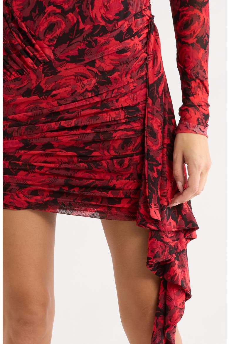 Melise Long Sleeve Floral Print Body-Con Dress, Alternate, color, ROSE KISSED