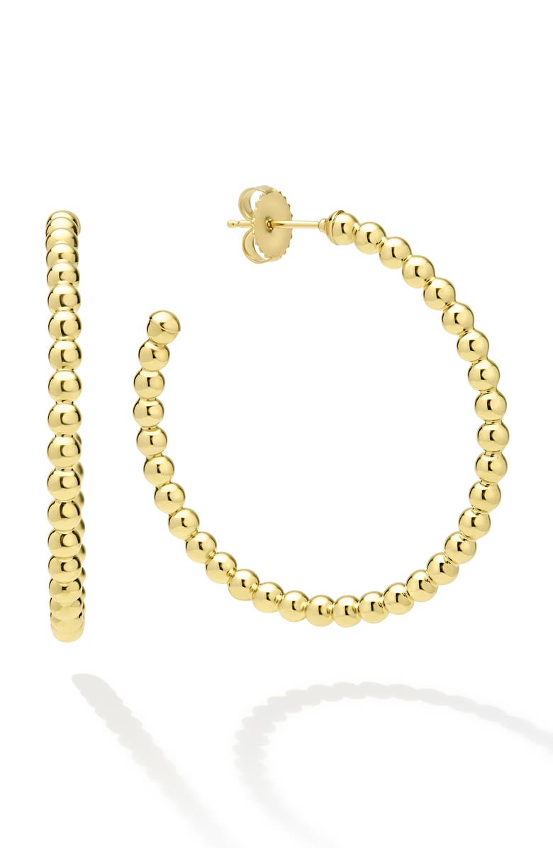LAGOS 18K Gold Caviar Beaded Hoop Earrings, Alternate, color, Gold