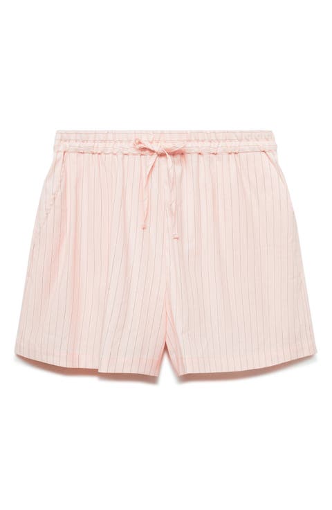 Stripe Linen Blend Drawstring Shorts