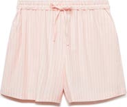 MANGO Stripe Linen Blend Drawstring Shorts